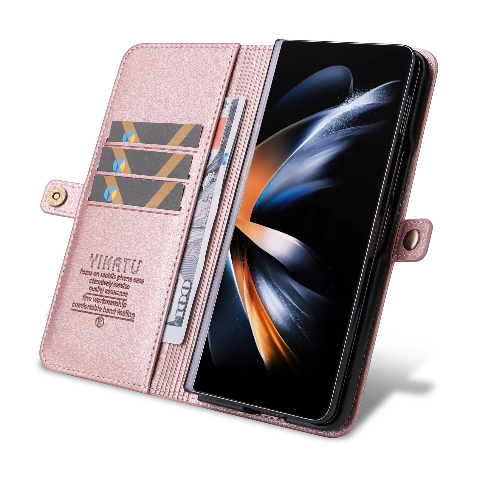 YIKATU YK- 001 for Samsung Galaxy Z Fold6 5G Case PU Leather Strong Magnetic Flip hone Cover - Rose Gold YIKATU YK- 001 for Samsung Galaxy Z Fold6 5G Case PU Leather Strong Magnetic Flip hone Cover - Rose Gold